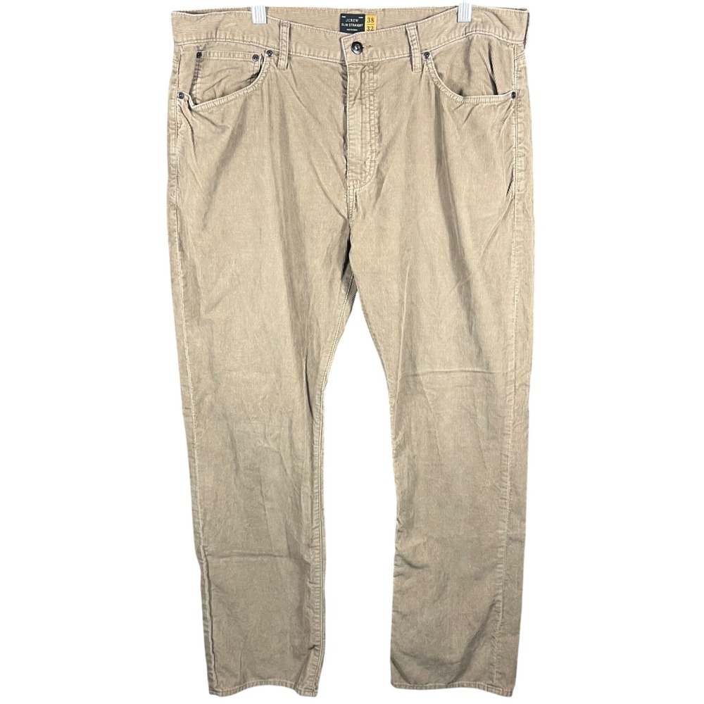 J.Crew Corduroy Pants Mens 38x32 Tan Slim Straight Cotton 5-Pocket Trousers